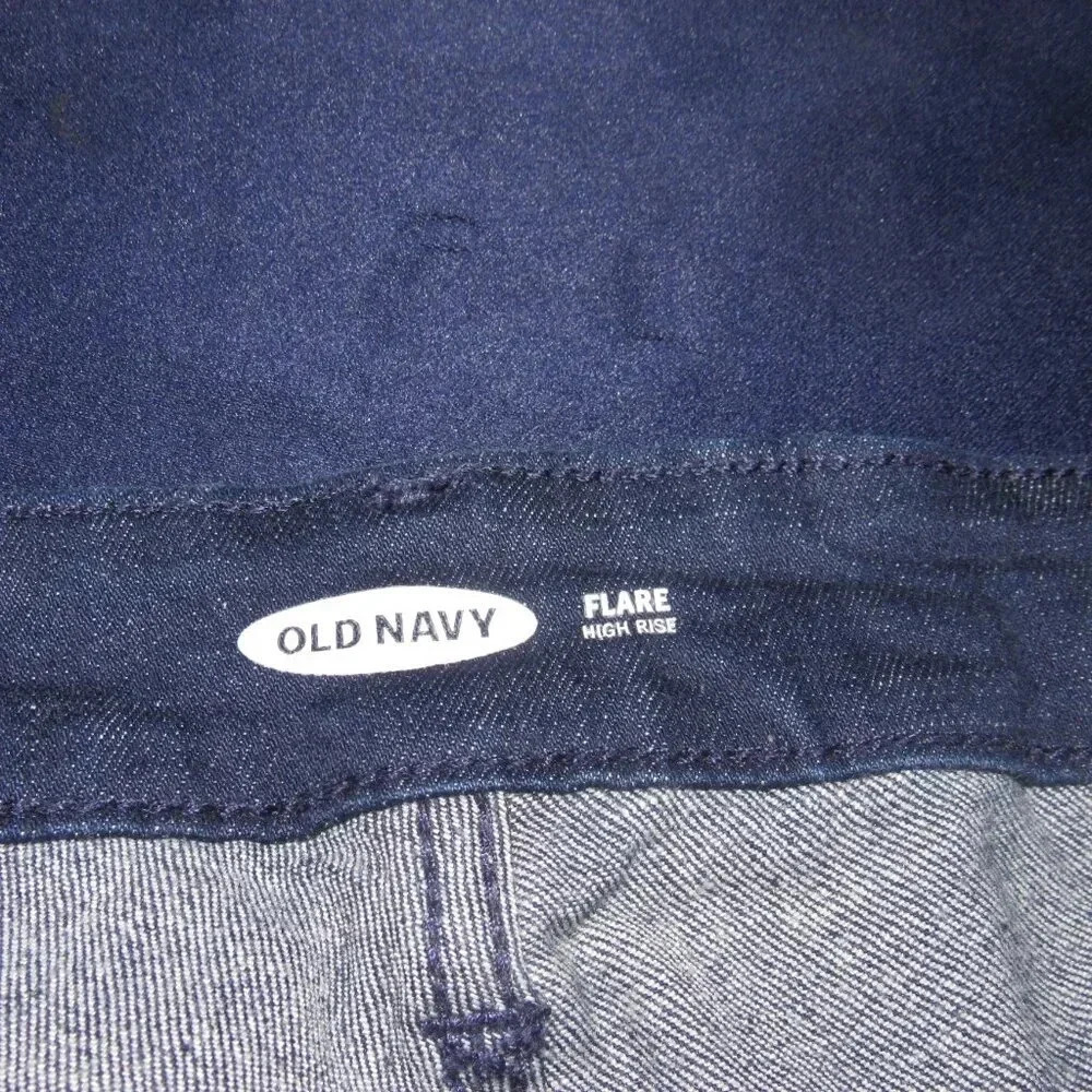 OLD NAVY Flare High Rise Dark Wash Jeans Size 24 Plus Short - Picture 6 of 7